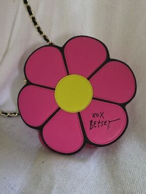 Betsey Johnson Hot Pink & Yellow Flower Crossbody Bag